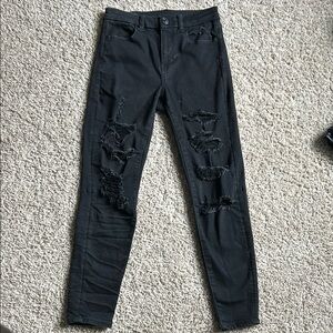 American Eagle Outfitters Black Skinny Distressed Jeans